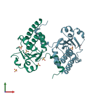 PDB entry 2y96 coloured by chain, front view.