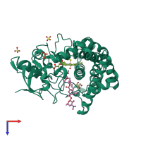 PDB entry 2y98 coloured by chain, top view.