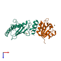 PDB entry 2y9m coloured by chain, top view.