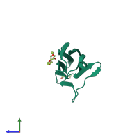 Monomeric assembly 1 of PDB entry 2y9r coloured by chemically distinct molecules, side view.