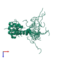 PDB entry 2y9t coloured by chain, ensemble of 20 models, top view.