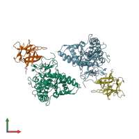 PDB entry 2y9w coloured by chain, front view.