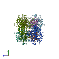 PDB entry 2y9x coloured by chain, side view.