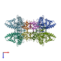 PDB entry 2y9x coloured by chain, top view.