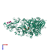 PDB entry 2ya1 coloured by chain, top view.