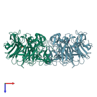 PDB entry 2ya4 coloured by chain, top view.