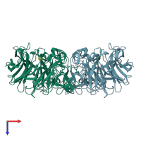 PDB entry 2ya6 coloured by chain, top view.