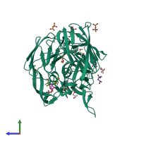 PDB entry 2yae coloured by chain, side view.