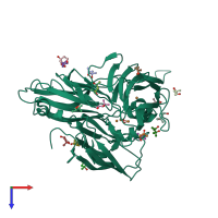 PDB entry 2yae coloured by chain, top view.