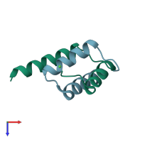 PDB entry 2yal coloured by chain, top view.
