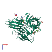 PDB entry 2yam coloured by chain, top view.