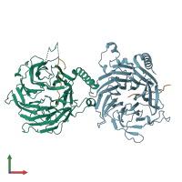 PDB entry 2yba coloured by chain, front view.