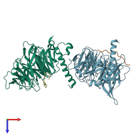 PDB entry 2yba coloured by chain, top view.