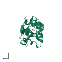 PDB entry 2ybh coloured by chain, side view.