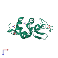 PDB entry 2ybh coloured by chain, top view.