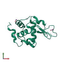 PDB entry 2ybi coloured by chain, front view.