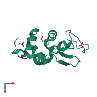 PDB entry 2ybi coloured by chain, top view.