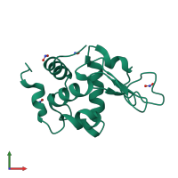 PDB entry 2ybj coloured by chain, front view.