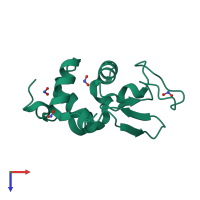 PDB entry 2ybj coloured by chain, top view.