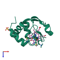 PDB entry 2ycc coloured by chain, top view.