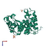 PDB entry 2yci coloured by chain, top view.