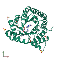 PDB entry 2ycj coloured by chain, front view.