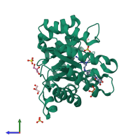PDB entry 2ycj coloured by chain, side view.