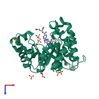 PDB entry 2yck coloured by chain, top view.
