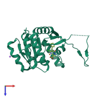 PDB entry 2ycm coloured by chain, top view.