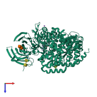 PDB entry 2yd0 coloured by chain, top view.