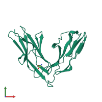 PDB entry 2yd1 coloured by chain, front view.