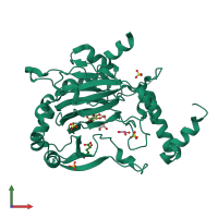 PDB entry 2yde coloured by chain, front view.