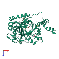 PDB entry 2yde coloured by chain, top view.