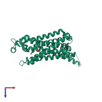 PDB entry 2ydo coloured by chain, top view.