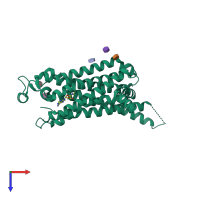 PDB entry 2ydv coloured by chain, top view.