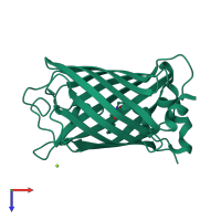 PDB entry 2ye1 coloured by chain, top view.