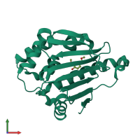 PDB entry 2ye3 coloured by chain, front view.