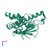 PDB entry 2ye4 coloured by chain, top view.