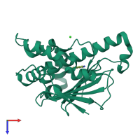 PDB entry 2yeb coloured by chain, top view.