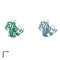 PDB entry 2yeg coloured by chain, top view.