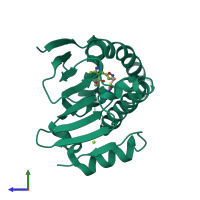 PDB entry 2yej coloured by chain, side view.