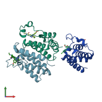 PDB entry 2yek coloured by chain, front view.