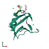 PDB entry 2yeo coloured by chain, front view.