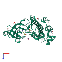 PDB entry 2yer coloured by chain, top view.