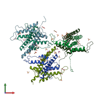 PDB entry 2yeu coloured by chain, front view.