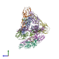 PDB entry 2yew coloured by chain, side view.