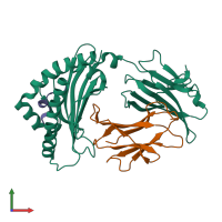 PDB entry 2yez coloured by chain, front view.