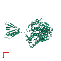 PDB entry 2yf0 coloured by chain, top view.