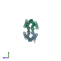 PDB entry 2yfb coloured by chain, side view.