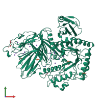 PDB entry 2yfo coloured by chain, front view.